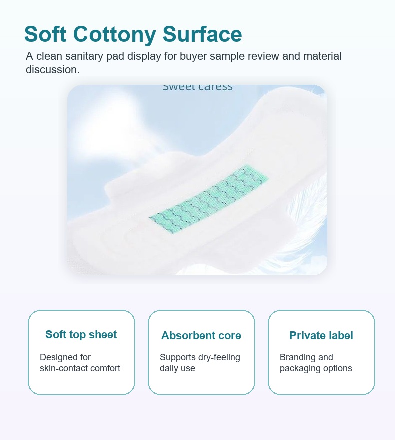 Soft cottony surface sanitary pad display