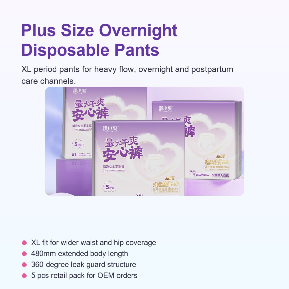 Plus Size Disposable Menstrual Pants for Overnight and Postpartum Care