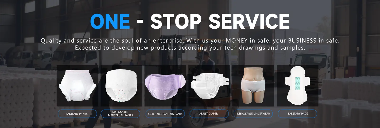 Alibaba one-stop service sanitary pants and hygiene products banner from Nafei