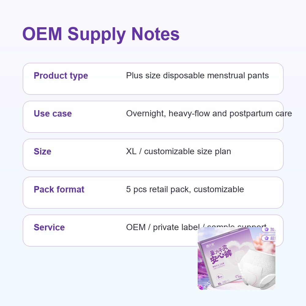 Plus size period pants OEM specification review for private label buyers