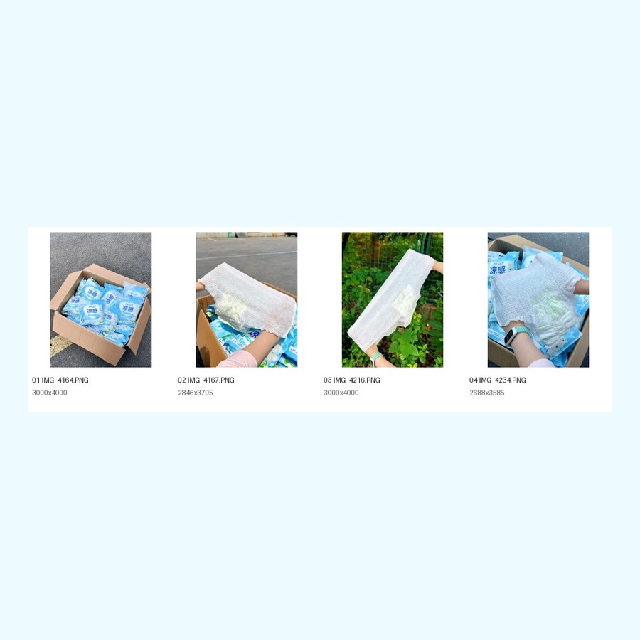 Cooling disposable period pants sample prepared for summer OEM buyer review