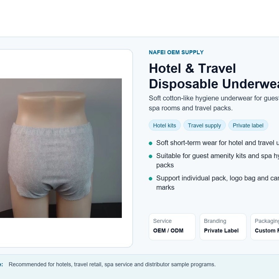 Disposable underwear color and size options prepared for OEM retail kit planning
