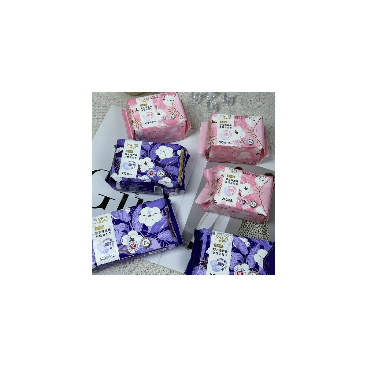 Lady napkin product photo used for wholesale buyer specification review